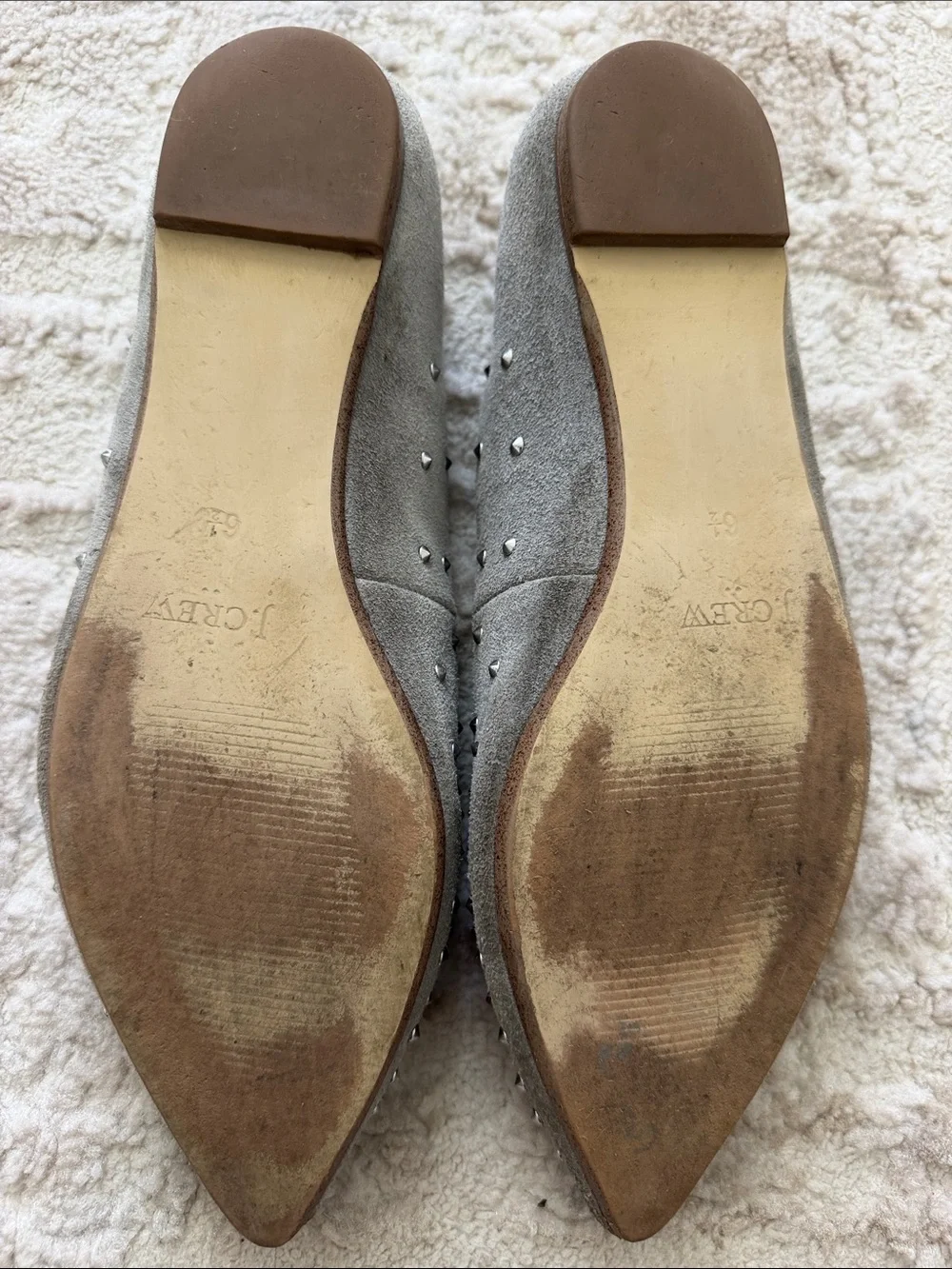 J. Crew Gray Suede Studded Pointed Flats